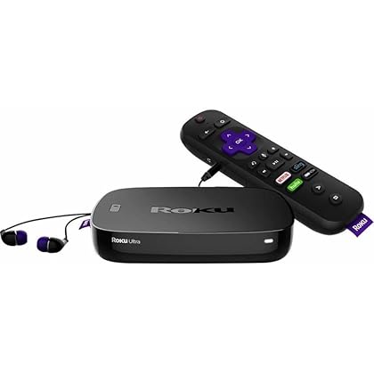 Roku Ultra | 4K/HDR/HD Streaming Player with Enhanced Remote (Voice, Remote Finder, Headphone Jack, TV Power and Volume), Ethernet, Micro SD and USB (2017)