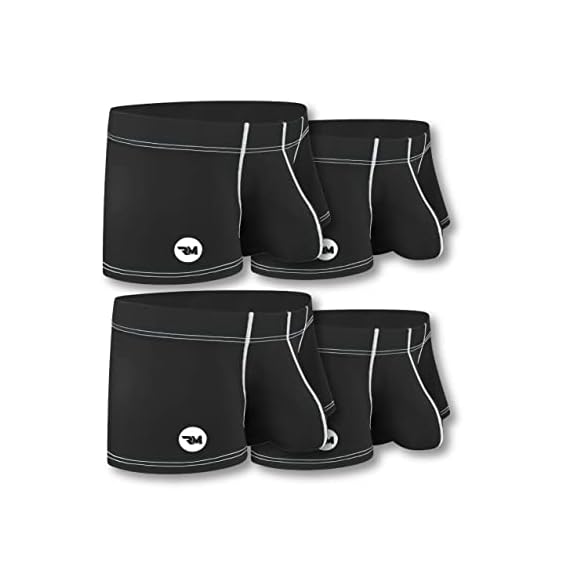 Real Men Bulge Enhancing Pouch Underwear for Men – 1 or 4 Pack Nylon 3  Inches- Ice Silk Mens Boxer Briefs with B and D Pouch