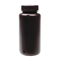 United Scientific™ 33465 | Laboratory Grade HDPE Wide Mouth Amber Reagent Bottle | Designed for Laboratories, Classrooms, or Storage at Home | 500ml (16oz) Capacity | Pack of 12