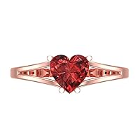 Clara Pucci 1.50 ct Heart Cut Solitaire split shank Natural VVS1 Red Garnet Engagement Bridal Promise Anniversary Ring 18K Rose Gold