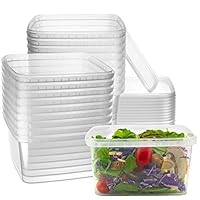 Lawei Set of 50 Plastic Deli Food Containers with Lids - 32 Oz Food Storage  C