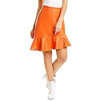 KENDALL + KYLIE Women's Plus Size Vegan Leather Flounce Skirt