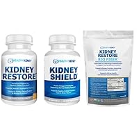 Kidney Restore & Kidney Shield 2-Pack Bundle for Kidney Cleanse, Support Kidney Function, Renal Health & Pure Kidney Health Supplement Essential Amino Acids Protein Pills Bio Fiber Re