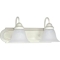 NUVO 60/332 Two Wall-Vanity Light Fixture, 2, Textured White/Alabaster Glass