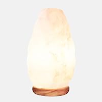 White Salt Crystal Lamp,Natural Salt Night Light,Hand Crafted with Neem Wooden Base,Salt Lamp Bulb,(ETL Certified) Dimmer Switch | 5-7 LBS