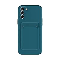 Phone case for iPhone12Pro Liquid Silicone Wallet case, for iPhone12Pro Soft and Ultra-Thin Protective case, with Card Clip Cover, Wallet Card Pocket Cover Green