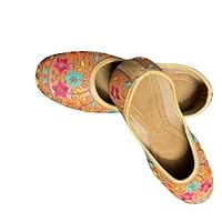 Desi Brown Juti with Multicoloured Embroidery Women's Traditional Footwear