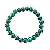Natural Emerald  8mm rondelle faceted 7inch Semi-Precious Gemstones Beaded Bracelets for Men Women Healing Crystal Stretch Beaded Bracelet Unisex