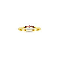 14K Yellow Gold Plated 0.50 Ctw Round Cut Lab Created Red Ruby Engagement Anniversary Five Stone Ring For Womens & Girls