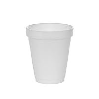 Tezzorio (200 Count) 6 oz White Foam Cups, Foam Drinking Cups, Disposable Insulated Foam Cups for Hot/Cold Drinks