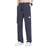 Ing Casual Pants for Men - Thin and Loose Tube Ice Silk Trousers, Trendy Breathable Work Clothes for Sports