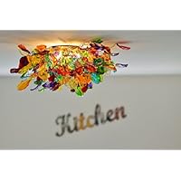 Flush Mount Chandelier - Multicolored Flowers and Leaves - Ceiling Light Fixture - Kitchen Lighting - Dining Lighting - Bedroom Lighting