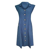 Cooeverly Women Single-Breasted Dress Buttoned