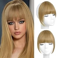 WECAN Bangs Hair Clip in Bangs 100% Human Hair Extensions French Bangs Fringe with Temples Hairpieces for Women Clip on Bangs Curved Bangs for Daily Wear(French Bangs, Ash Blonde)