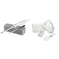 Hamilton Beach Electric Knife, White & 6-Speed Electric Hand Mixer with Whisk, Traditional Beaters, Snap-On Storage Case, White