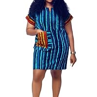 Everyday Casual Ankara Loose Dress Blue