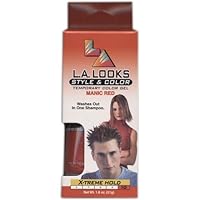 L. A. Looks Style and Color Temporary Color Gel, Manic Red, X-treme Hold, 1.8 FL OZ
