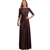 Long Mother of The Bride Dresses Lace Applique Mother of The Bride Dress 1/2 Sleeves