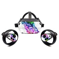 Vinyl Skins Sticker for Oculus Quest VR Headset and Controllers Cover - Rainbow Band