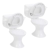 ERINGOGO 2pcs Dollhouse Toilet Baby Infant Toys Cupcakes Cognitive Toy Tiny Cakes Toppers Accessories Doll House Furniture Dollhouse Bathroom Furniture Kid Toy Plastic White Sink Mini Child