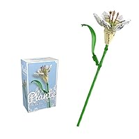 Flower Bouquet Building Blocks Kits Lily White JK2639, Artificial Flowers Building Project to Release Stress and Focus The Mind, for Birthday Gifts to Adults/Teens(50-100+ Pieces)