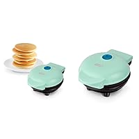 Mini Maker Electric Round Griddle & other on the go Breakfast, Lunch & Snacks with Indicator Light + Included Recipe Book - Aqua,4 Inch & Mini Maker Portable Grill Machine