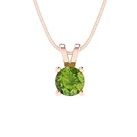 Clara Pucci 0.50 ct Round Cut Genuine Natural Green Peridot Solitaire Pendant Necklace With 16