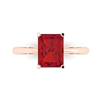 Clara Pucci 2.6 ct Brilliant Radiant Cut Solitaire Simulated Ruby Classic Anniversary Promise Bridal ring Solid 18K Rose Gold for Women