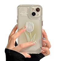 Casechics Compatible with iPhone Case,Cute Tulip Rose Flower Flower Camera Lens Protection Clear Soft Shockproof Cover Phone Case for Women Girls (Green,iPhone 15 Plus)