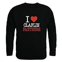 W Republic I Love Claflin University Panthers Fleece Crewneck Pullover Sweatshirt Black Large