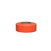 NMC FT4 Flagging Tape - 1.1875 in. x 300 ft., Orange, Blank Non-Adhesive Vinyl Marker Tape, 3 mm Thickness