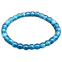 Unisex Bracelet 6mm Natural Gemstone Blue Calcite Round shape Smooth cut beads 7 inch stretchable bracelet for men & women. | STBR_02032