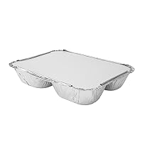 Restaurantware LIDS ONLY: Foil Lux Aluminum Pan Lids For 3-Compartment Trays 100 Rectangle Foil Board Lids - Trays Sold Separately Flat DesignFoil-Laminated White Paper Lids