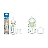 Dr. Brown's Natural Flow Anti-Colic Options+ Narrow Glass Baby Bottle & Natural Flow Anti-Colic Options+ Wide-Neck Glass Baby Bottle 5 oz/150 mL, with Level 1 Slow Flow Nipple, 1 Pack, 0m+