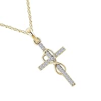 Christian Necklaces for Women Cross Fashion Jewelry Jesus Crucifix Pendant Neck Chains Luck Number 8 Shiny Cubic Zirconia Inlaid Clavicle Chain Jewelry Practical and Fashion, silver