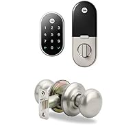 Nest x Yale Lock with Matching Knob - Smart Lock with Knob for Keyless Entry - Satin Nickel