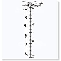 Ruler Height Chart Boys Wall Decal Stickers Helicopter Kids Growth Tracker 15x41-Inch Black