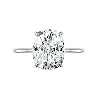 Siyaa Gems 6.50 CT Cushion Cut Colorless Moissanite Engagement Ring Wedding Birdal Ring Diamond Rings Anniversary Solitaire Halo Accented Promise Vintage Antique Gold Silver Ring Gift