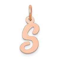 14k Rose Gold Small Script Letter S Initial Charm Pendant Necklace Jewelry Gifts for Women