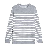 Men's Autumn Winter Striped Contrast Sweater Sunny Cotton Loose and Thin Wild Long Sleeved Sweater top