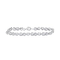 The Diamond Deal Sterling Silver Womens Round Diamond Infinity Heart Bracelet 1/10 Cttw