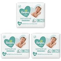 Pampers Sensitive, Water Based Baby Wipes, 168 Count (Pack of 3)
