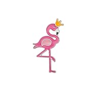 Pink Enamel Flamingo With the Crown Safe Pin and Brooch
