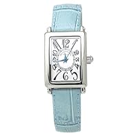 watch leather belt Rectangle simple AO-1500-18 BL blue white for women