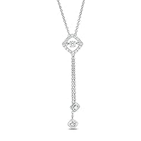 1/4 Cttw Dancing Diamond Lariat Style Necklace in Sterling Silver (0.25 Cttw, J-I3) Dancing Diamond Pendant
