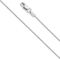 Wellingsale 14k White Gold SOLID 0.7mm Polished Round Snake Chain Necklace with Lobster Claw Clasp - 16