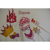 Princess Photo Booth Props Pink Lips Stars Castle Crowns and Tiaras