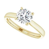 925 Silver, 10K/14K/18K Solid Gold Moissanite Engagement Ring,1.0 CT Round Cut Handmade Solitaire Ring, Diamond Wedding Ring for Women/Her Anniversary Ring, Birthday Rings,VVS1 Colorless Gifts