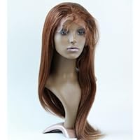 Full Lace Wigs Hand Made Human Hair Remy 100% Brazilian Virgin #4 Yaki Straight (12