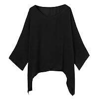 Linen Tops for Women 2024 Loose Fit Summer Casual Plus Size Loose Cotton Solid Color Workout Tops Shirt Blouse